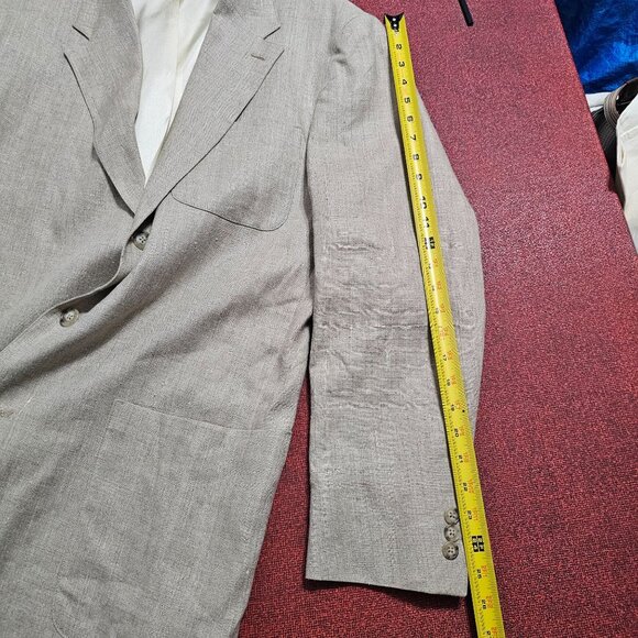 VTG J.Crew Oarsman Linen Blazer 42L Beige Neutral Classic Resort Summer Coastal - Picture 12 of 13